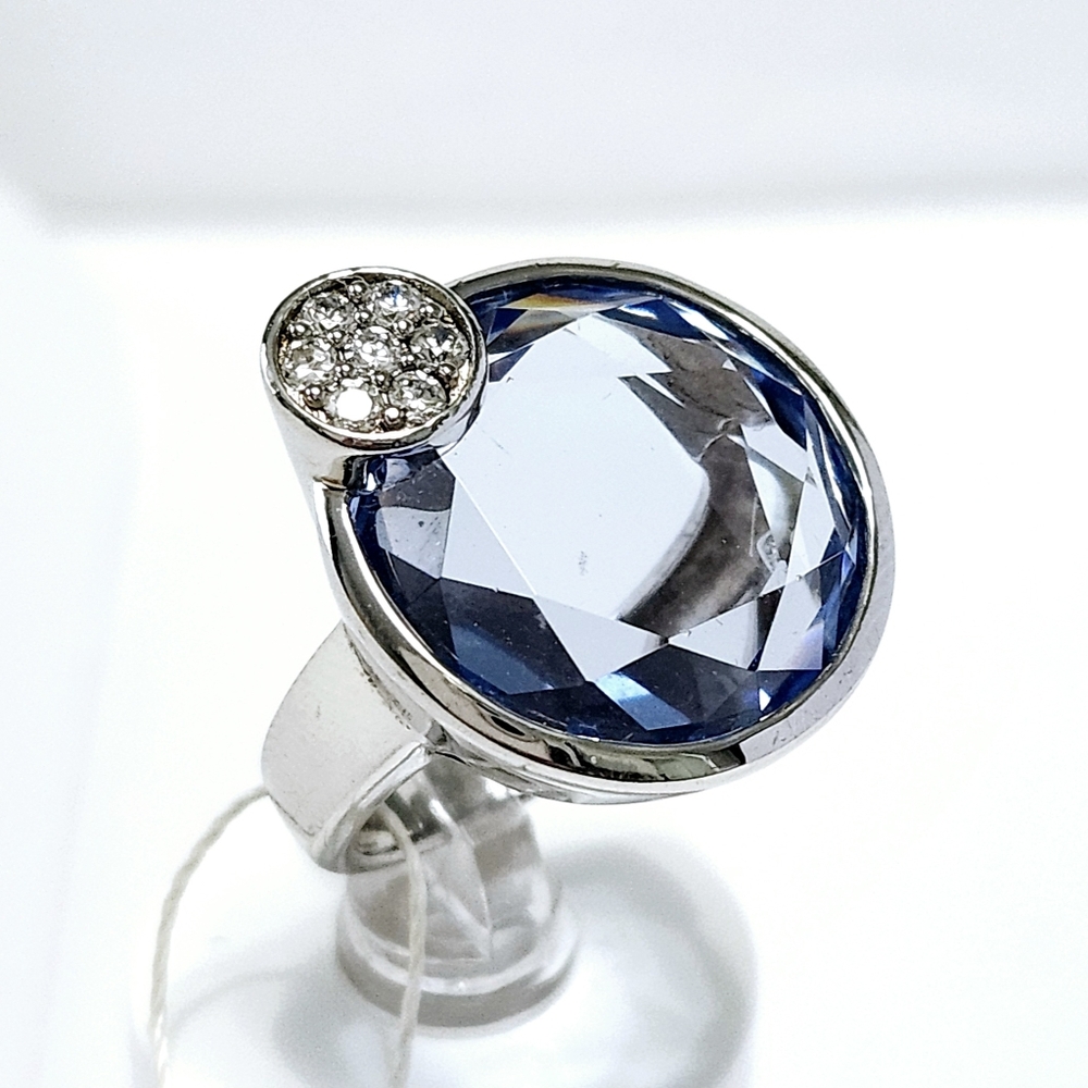 New Sterling silver round blue ring sz 6.5 - Picture 5 of 10